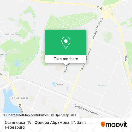 Остановка "Ул. Фёдора Абрамова, 8" map
