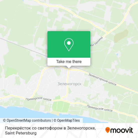 Перекрёсток со светофором в Зеленогорске map