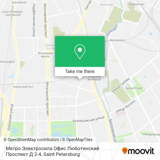 Метро Электросила Офис  Люботинский Проспект Д 2-4 map