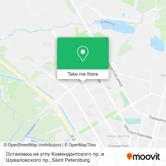Остановка на углу Комендантского пр. и Шуваловского пр. map