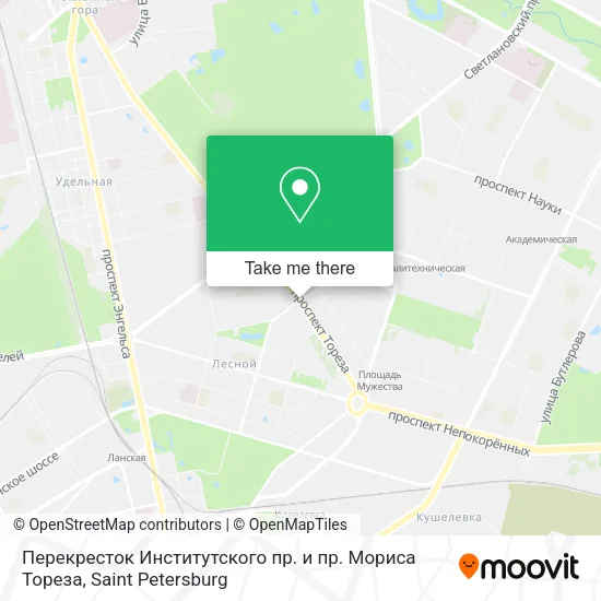Перекресток Институтского пр. и пр. Мориса Тореза map