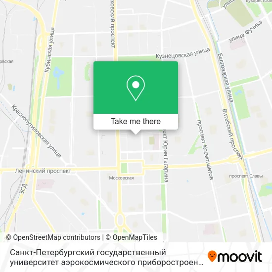 Санкт-Петербургский государственный университет аэрокосмического приборостроения (ГУАП) map