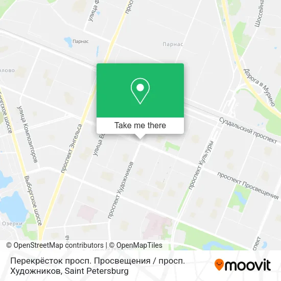 Перекрёсток просп. Просвещения / просп. Художников map