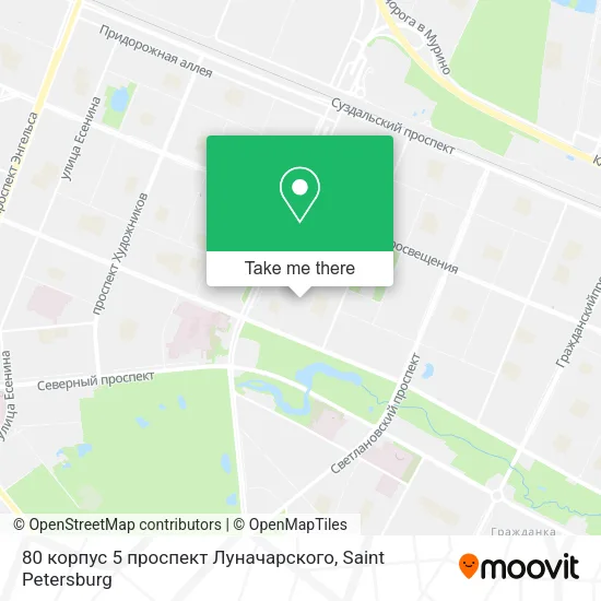 80 корпус 5 проспект Луначарского map