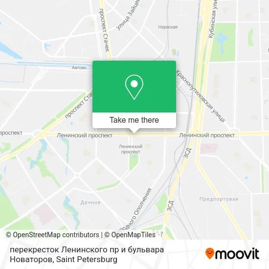 перекресток Ленинского пр и бульвара Новаторов map