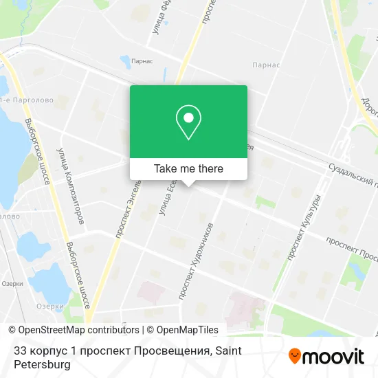 33 корпус 1 проспект Просвещения map