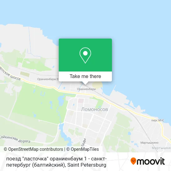 поезд "ласточка" ораниенбаум 1 - санкт-петербург (балтийский) map