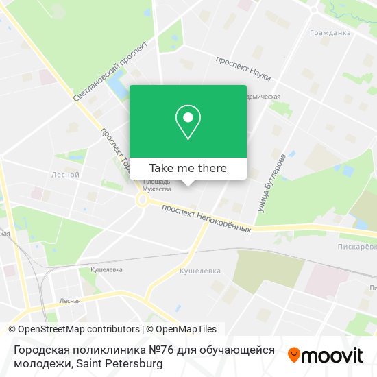 Городская поликлиника №76 для обучающейся молодежи map