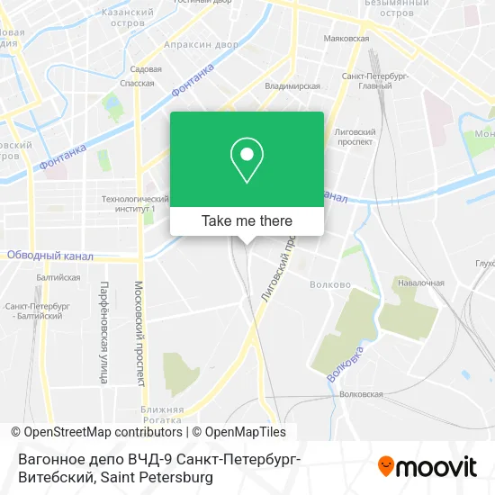 Вагонное депо ВЧД-9 Санкт-Петербург-Витебский map