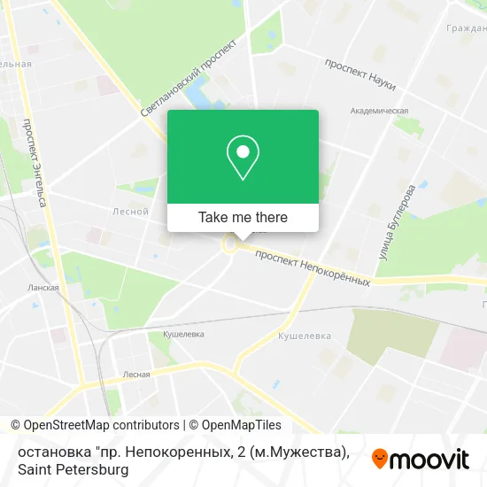 остановка "пр. Непокоренных, 2 (м.Мужества) map