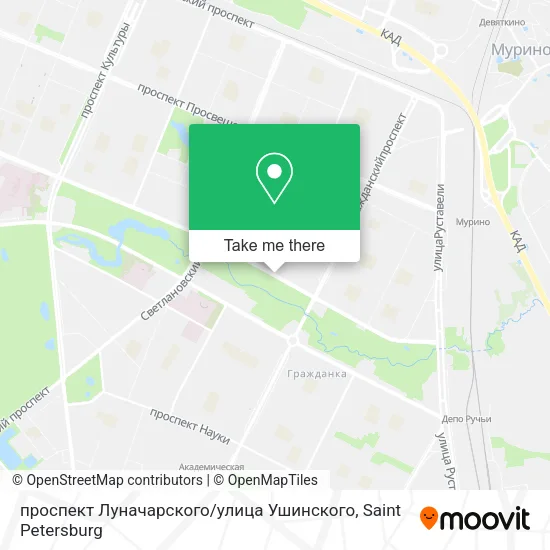 проспект Луначарского / улица Ушинского map