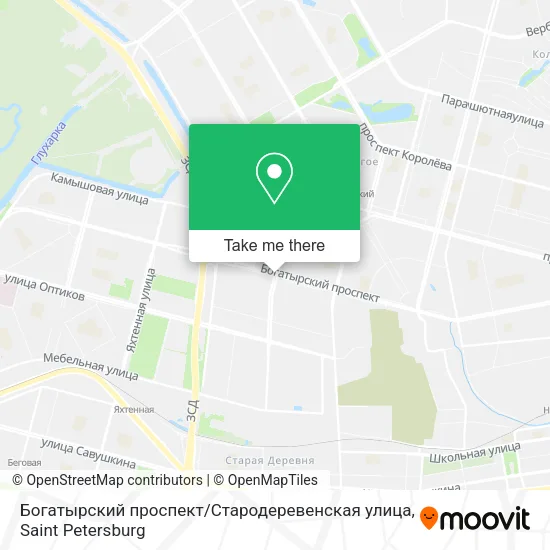 Богатырский проспект / Стародеревенская улица map