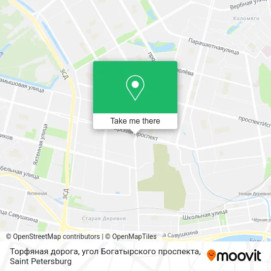 Торфяная дорога, угол Богатырского проспекта map