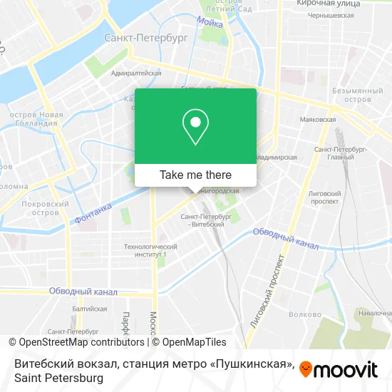 Витебский вокзал, станция метро «Пушкинская» map