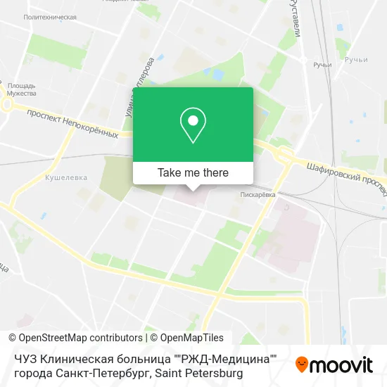 ЧУЗ Клиническая больница ""РЖД-Медицина"" города Санкт-Петербург map