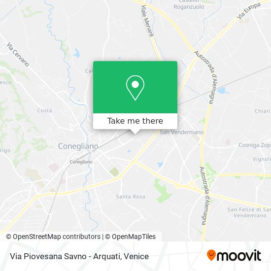 Via Piovesana Savno - Arquati map