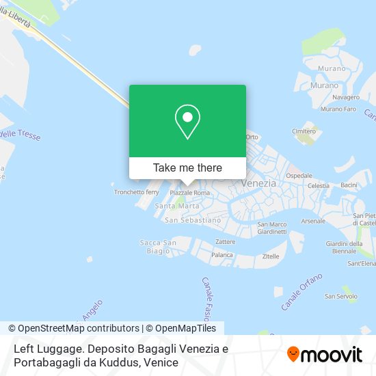 Left Luggage. Deposito Bagagli Venezia e Portabagagli da Kuddus map