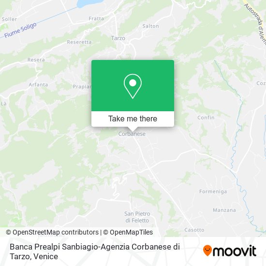 Banca Prealpi Sanbiagio-Agenzia Corbanese di Tarzo map
