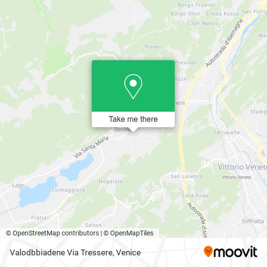 Valodbbiadene Via Tressere map