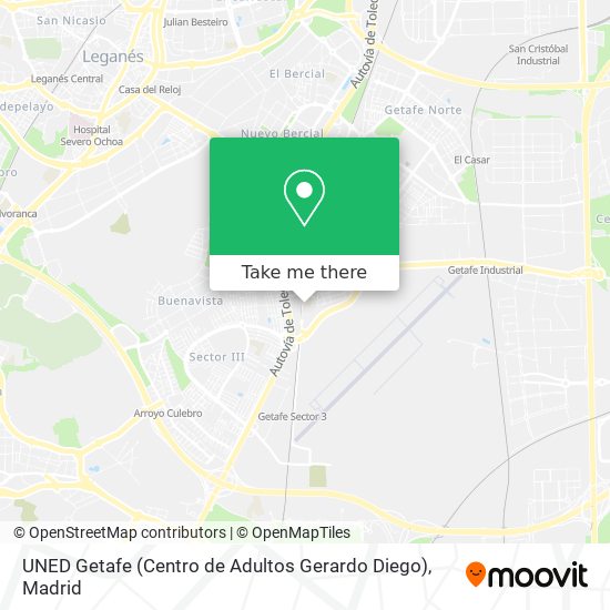 mapa UNED Getafe (Centro de Adultos Gerardo Diego)