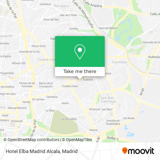 Hotel Elba Madrid Alcala map