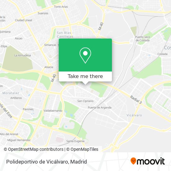 mapa Polideportivo de Vicálvaro