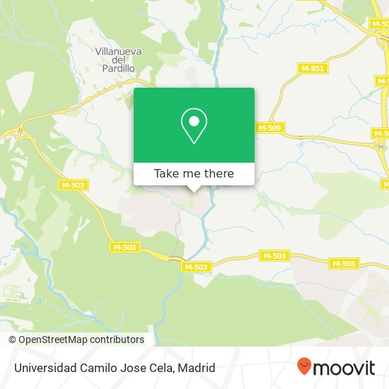 Universidad Camilo Jose Cela map