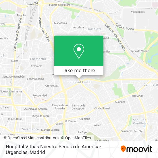 Hospital Vithas Nuestra Señora de América-Urgencias map