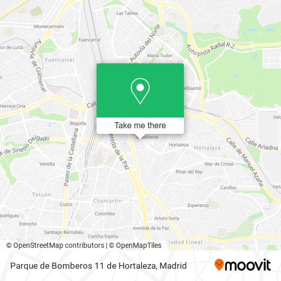 mapa Parque de Bomberos 11 de Hortaleza