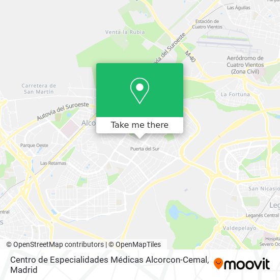 mapa Centro de Especialidades Médicas Alcorcon-Cemal