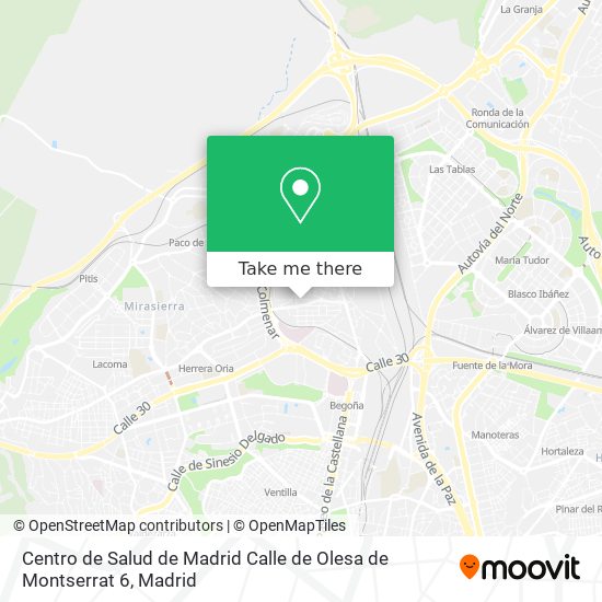 mapa Centro de Salud de Madrid Calle de Olesa de Montserrat 6