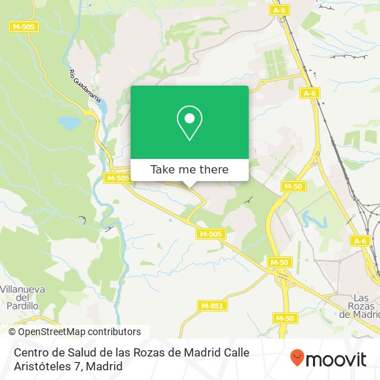 mapa Centro de Salud de las Rozas de Madrid Calle Aristóteles 7