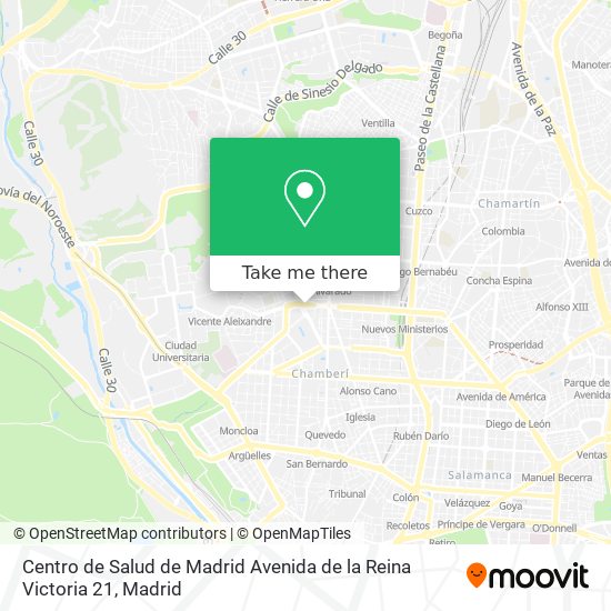 mapa Centro de Salud de Madrid Avenida de la Reina Victoria 21