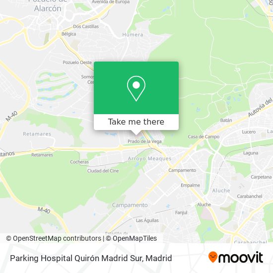 Parking Hospital Quirón Madrid Sur map