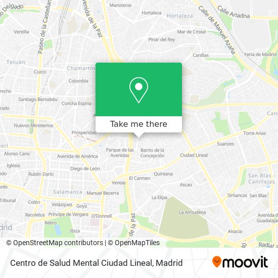 mapa Centro de Salud Mental Ciudad Lineal