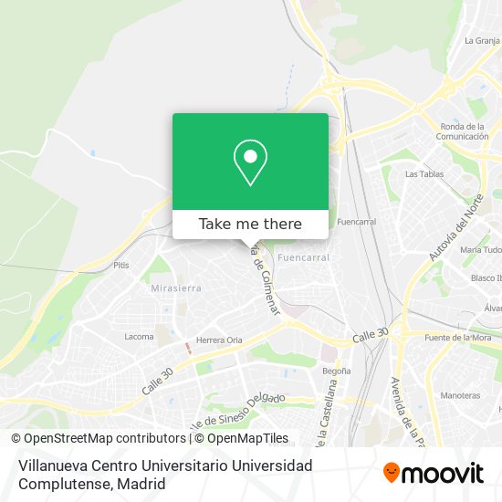 mapa Villanueva Centro Universitario Universidad Complutense