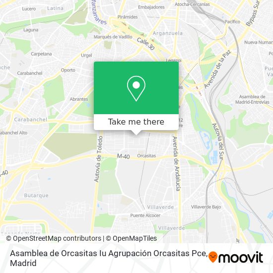 Asamblea de Orcasitas Iu Agrupación Orcasitas Pce map