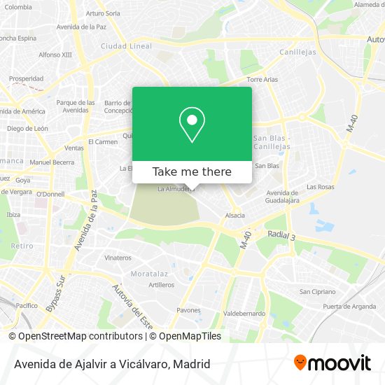 mapa Avenida de Ajalvir a Vicálvaro
