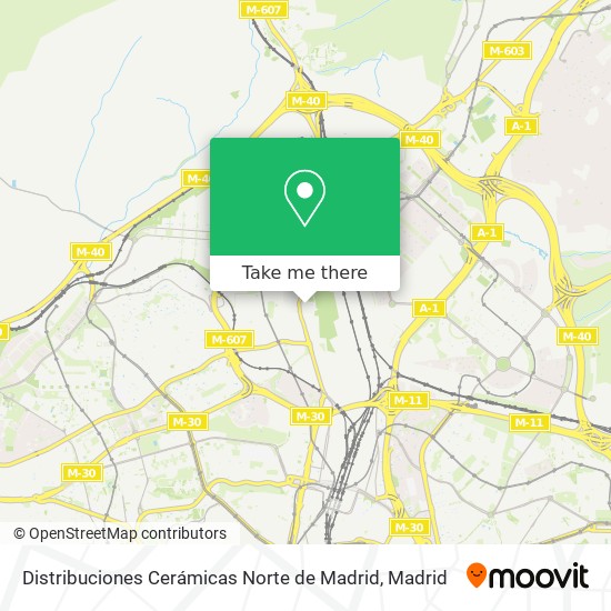 mapa Distribuciones Cerámicas Norte de Madrid