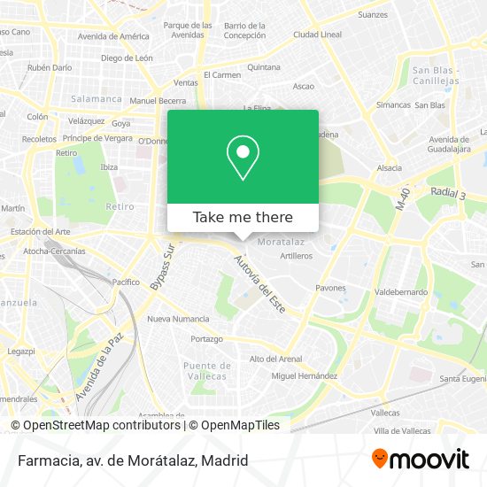 mapa Farmacia, av. de Morátalaz