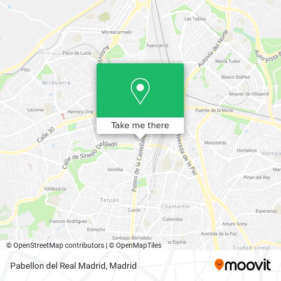 mapa Pabellon del Real Madrid