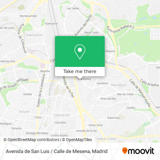 mapa Avenida de San Luis / Calle de Mesena