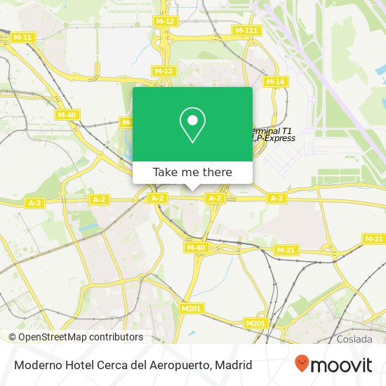 mapa Moderno Hotel Cerca del Aeropuerto