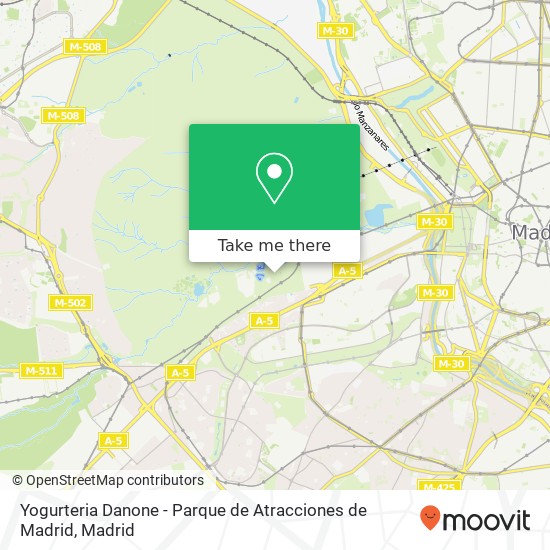 mapa Yogurteria Danone - Parque de Atracciones de Madrid