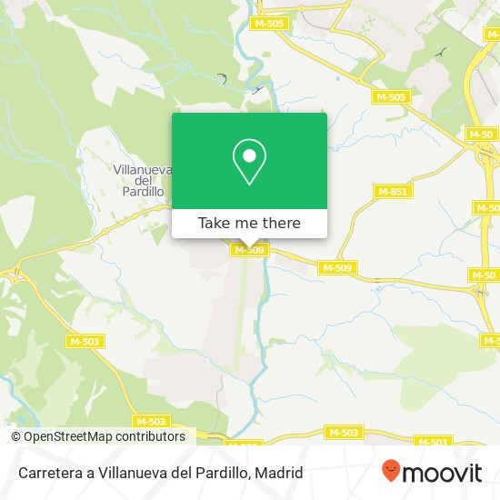 mapa Carretera a Villanueva del Pardillo