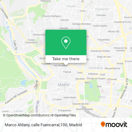 Marco Aldany, calle Fuencarral,100 map