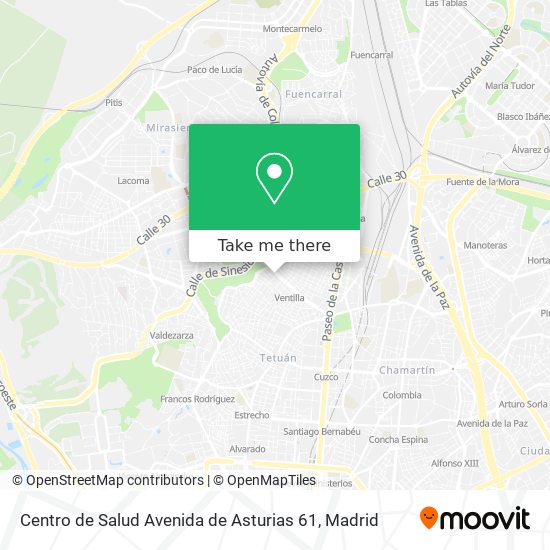 mapa Centro de Salud Avenida de Asturias 61