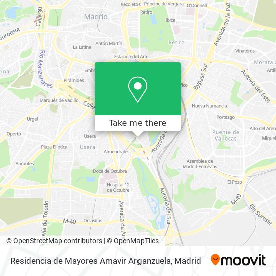 mapa Residencia de Mayores Amavir Arganzuela