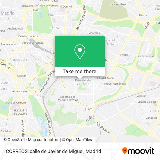 mapa CORREOS, calle de Javier de Miguel