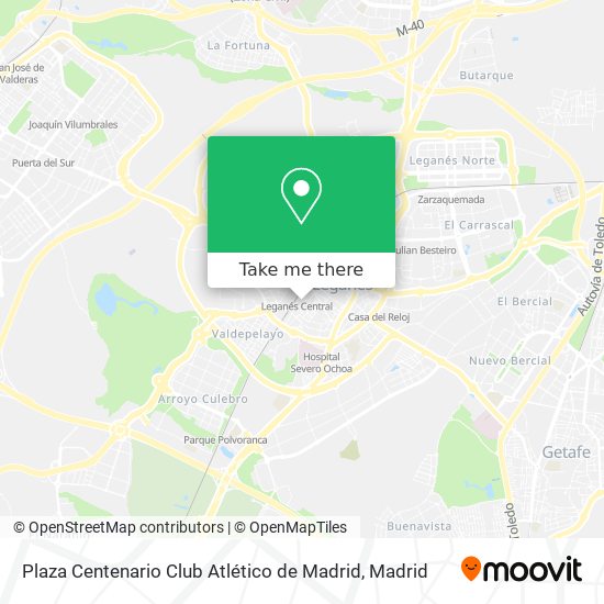 Plaza Centenario Club Atlético de Madrid map